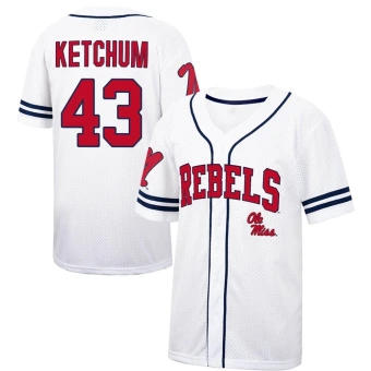 Men's Ole Miss Rebels Cole Ketchum Colosseum Free Spirited Baseball Jersey - Replica White/Navy