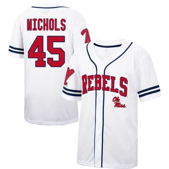 Men's Ole Miss Rebels Mason Nichols Colosseum Free Spirited Baseball Jersey - Replica White/Navy