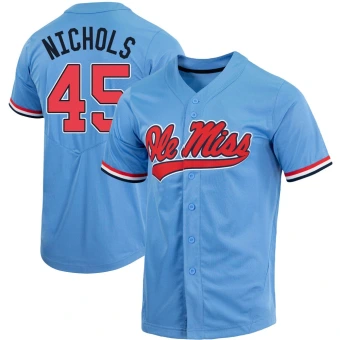 Men's Ole Miss Rebels Mason Nichols Powder Full-Button Baseball Jersey - Replica Blue