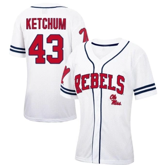 Women's Ole Miss Rebels Cole Ketchum Colosseum Free Spirited Baseball Jersey - Replica White/Navy