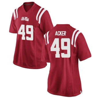 Women's Ole Miss Rebels Eli Acker Football Jersey - Replica Red