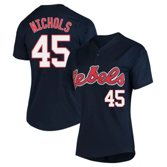 Women's Ole Miss Rebels Mason Nichols Vapor Untouchable Two-Button Baseball Jersey - Replica Navy